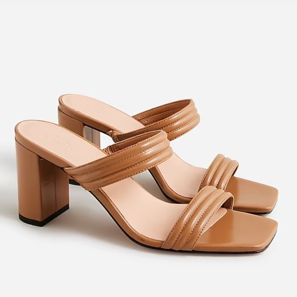 J crew sand castle Evelyn double-strap heels in leather - Picture 1 of 6
